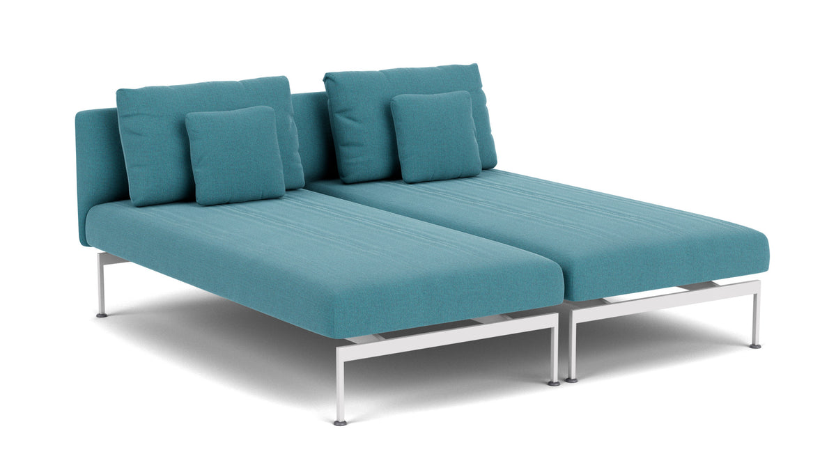 Barlow Tyrie Layout Deep Seating Double Chaise longue - Double seats with single backs - avec coussins Armature Arctic White Adriatic Blue 3941