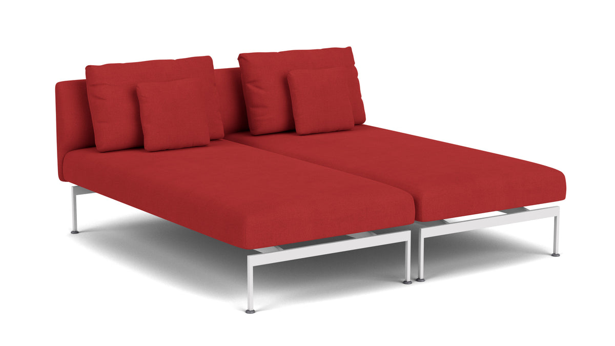 Barlow Tyrie Layout Deep Seating Double Chaise longue - Double seats with single backs - avec coussins Armature Arctic White Paris Red 3728