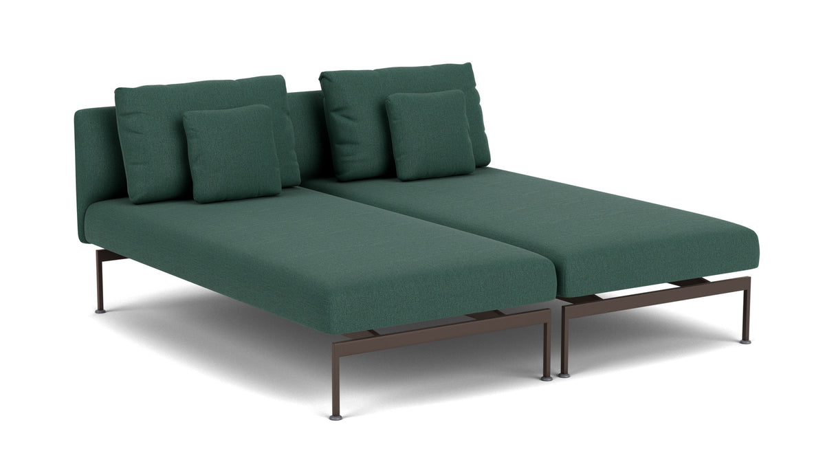 Barlow Tyrie Layout Deep Seating Double Chaise longue - Double seats with single backs - avec coussins Armature Forge Grey Natte Ivy 10232
