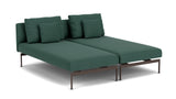 Barlow Tyrie Layout Deep Seating Double Chaise longue - Double seats with single backs - avec coussins Armature Forge Grey Natte Ivy 10232