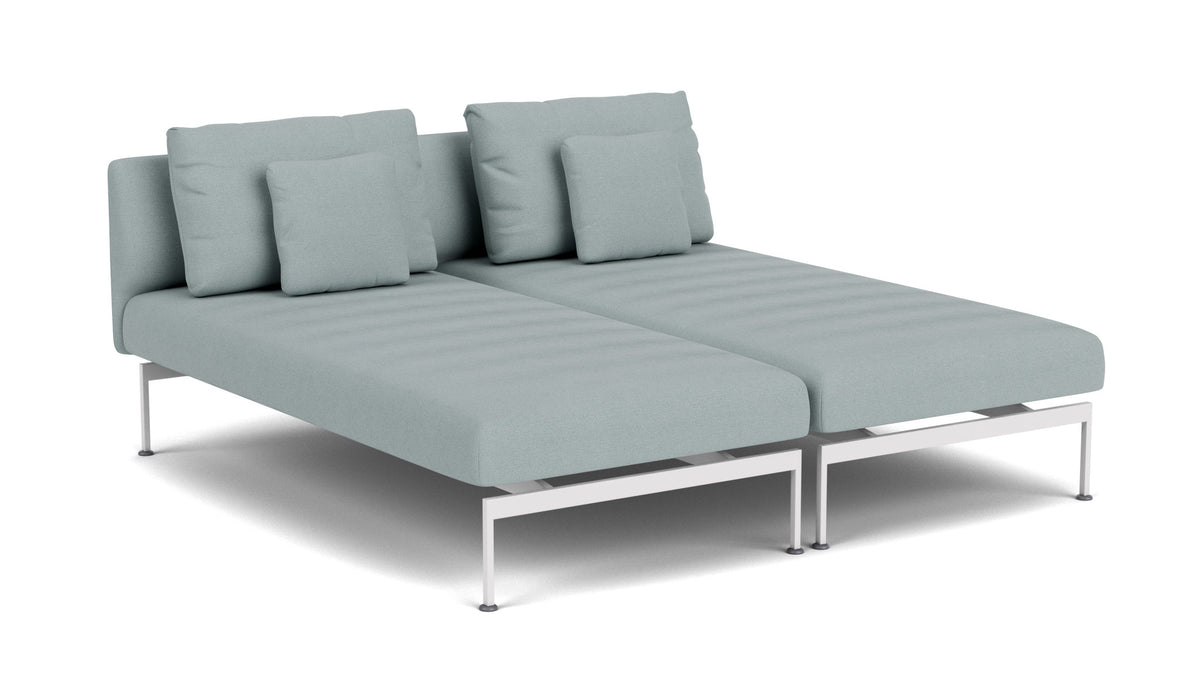 Barlow Tyrie Layout Deep Seating Double Chaise longue - Double seats with single backs - avec coussins Armature Arctic White Frosty Chine 10025