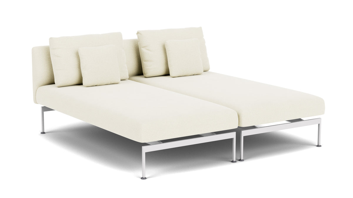 Barlow Tyrie Layout Deep Seating Double Chaise longue - Double seats with single backs - avec coussins Armature Arctic White Natural 5404