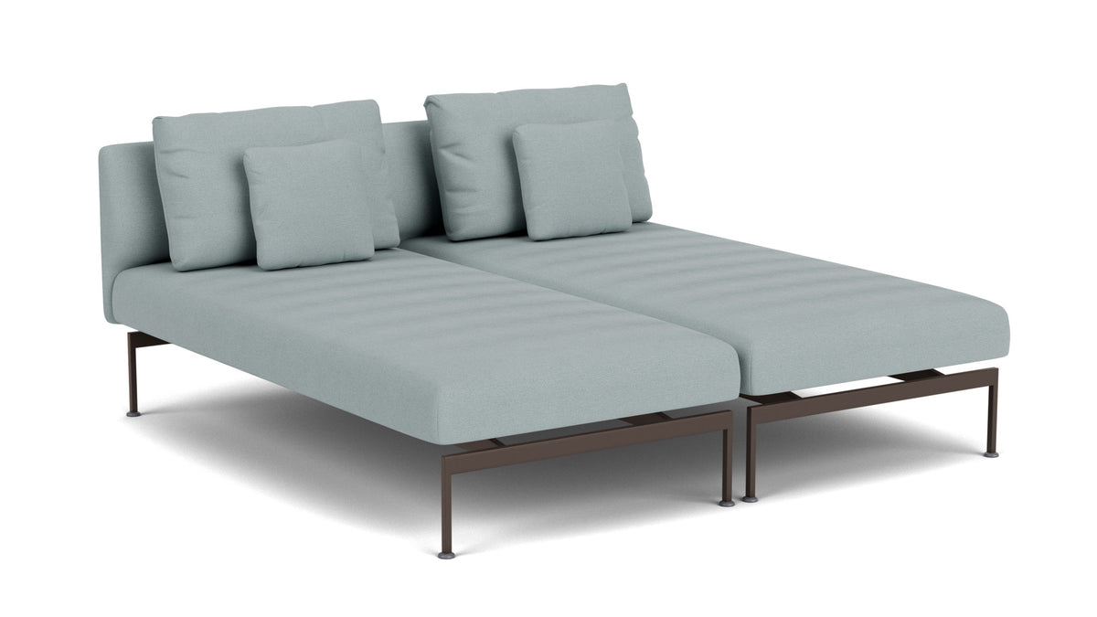 Barlow Tyrie Layout Deep Seating Double Chaise longue - Double seats with single backs - avec coussins Armature Forge Grey Frosty Chine 10025