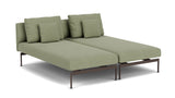 Barlow Tyrie Layout Deep Seating Double Chaise longue - Double seats with single backs - avec coussins Armature Forge Grey Canvas Almond 3983