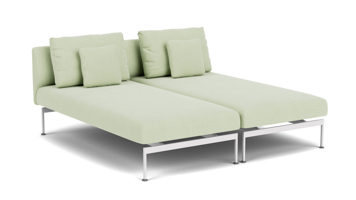 Barlow Tyrie Layout Deep Seating Double Chaise longue - Double seats with single backs - avec coussins Armature Arctic White Mint 3967
