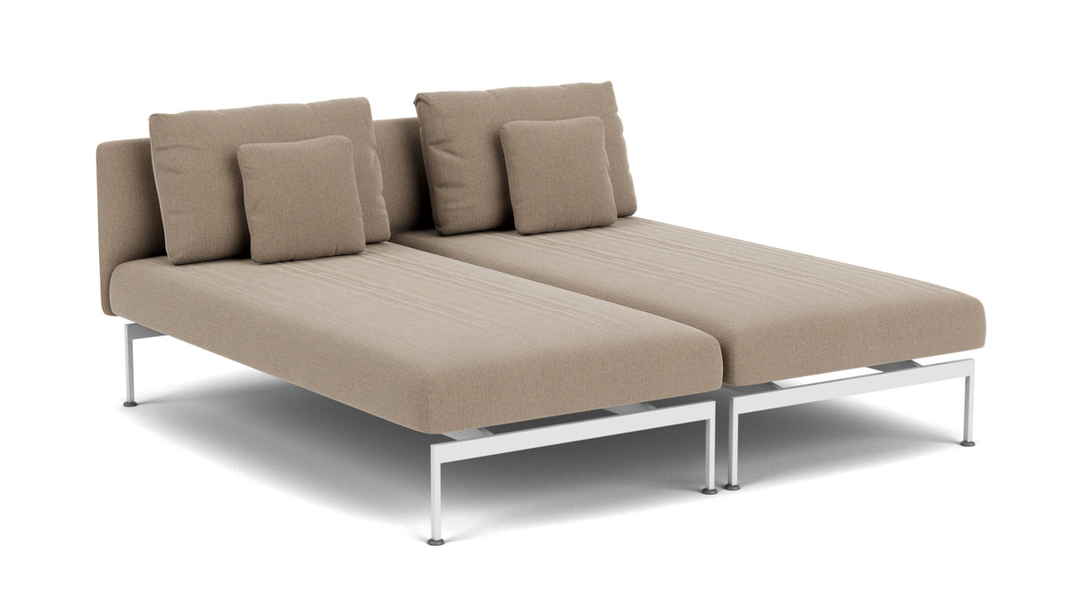 Barlow Tyrie Layout Deep Seating Double Chaise longue - Double seats with single backs - avec coussins Armature Arctic White Taupe 3729