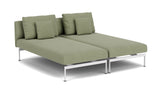 Barlow Tyrie Layout Deep Seating Double Chaise longue - Double seats with single backs - avec coussins Armature Arctic White Canvas Almond 3983