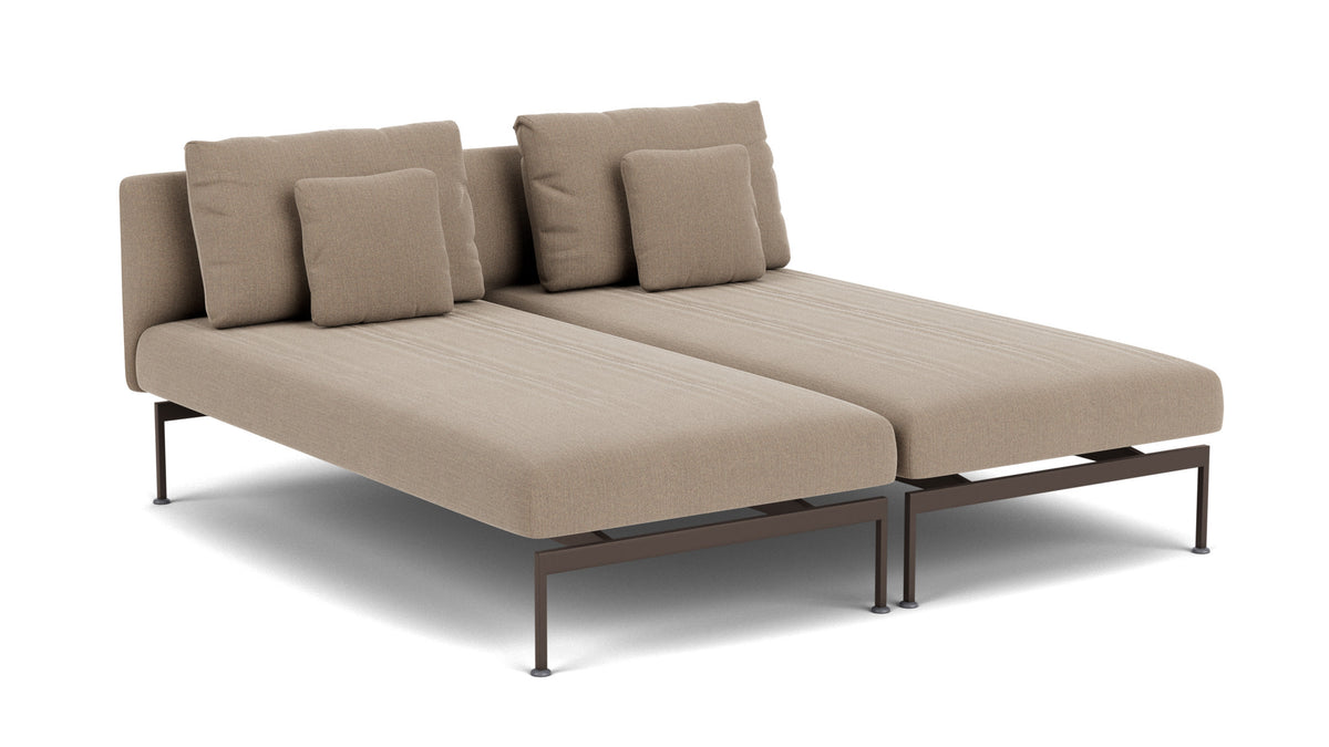 Barlow Tyrie Layout Deep Seating Double Chaise longue - Double seats with single backs - avec coussins Armature Forge Grey Taupe 3729