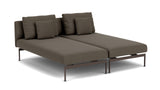 Barlow Tyrie Layout Deep Seating Double Chaise longue - Double seats with single backs - avec coussins Armature Forge Grey Dark Taupe 10059
