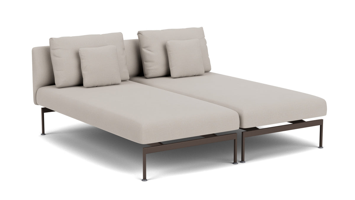 Barlow Tyrie Layout Deep Seating Double Chaise longue - Double seats with single backs - avec coussins Armature Forge Grey Chalk 10152