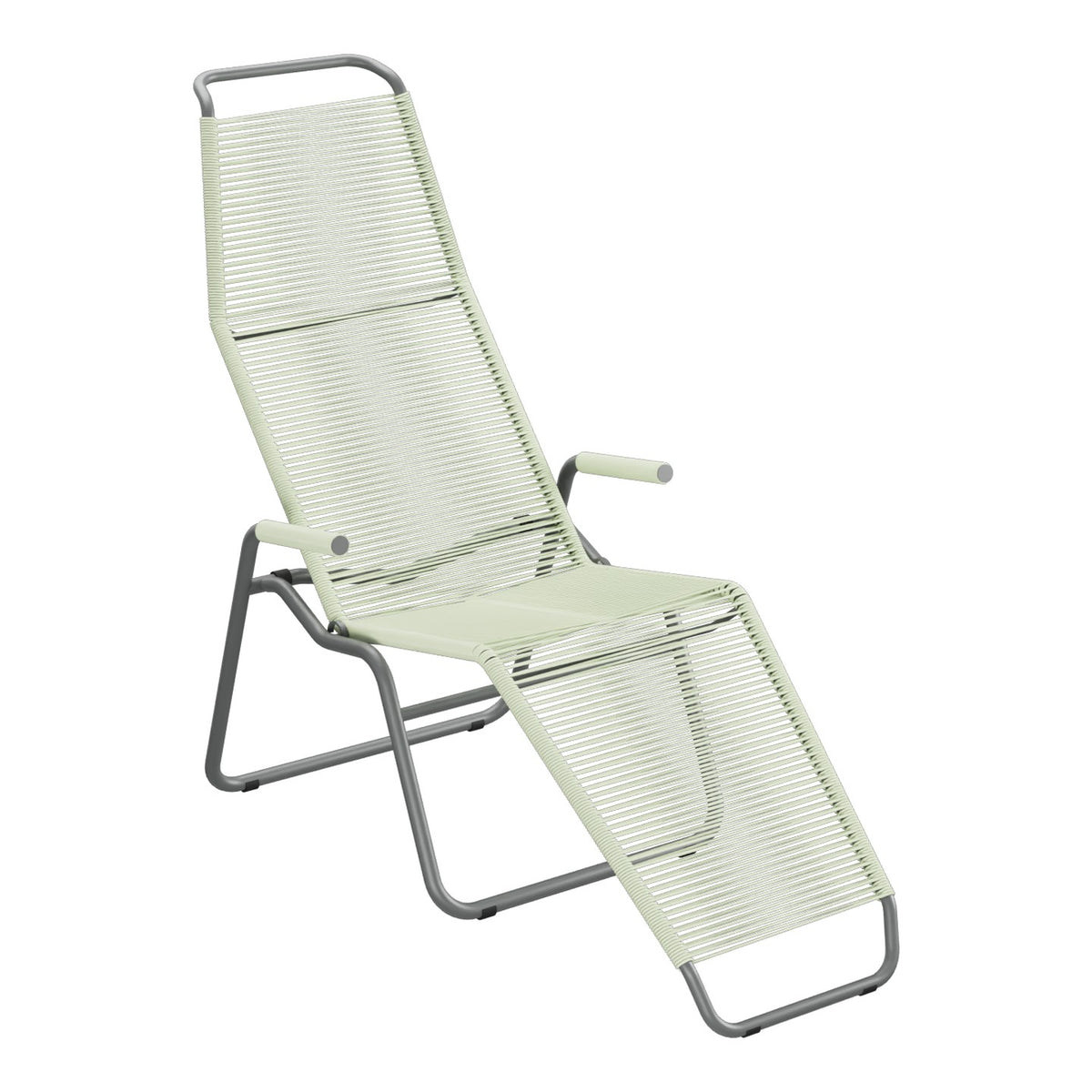 Schaffner Brissago Chaise longue Spaghetti – Vert pastel 64 / Graphite 73