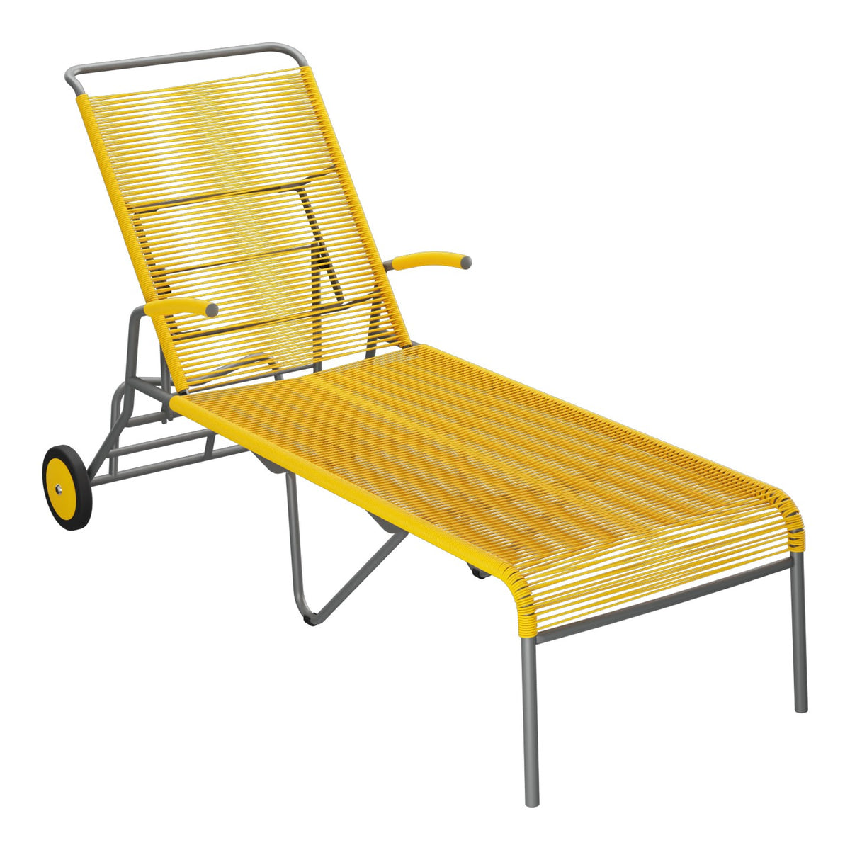 Schaffner Säntis Chaise longue à roulettes Spaghetti – Jaune 11 / Graphite 73
