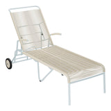 Schaffner Säntis Chaise longue à roulettes Spaghetti – Sable Pastel 15 / Bleu Pastel 51