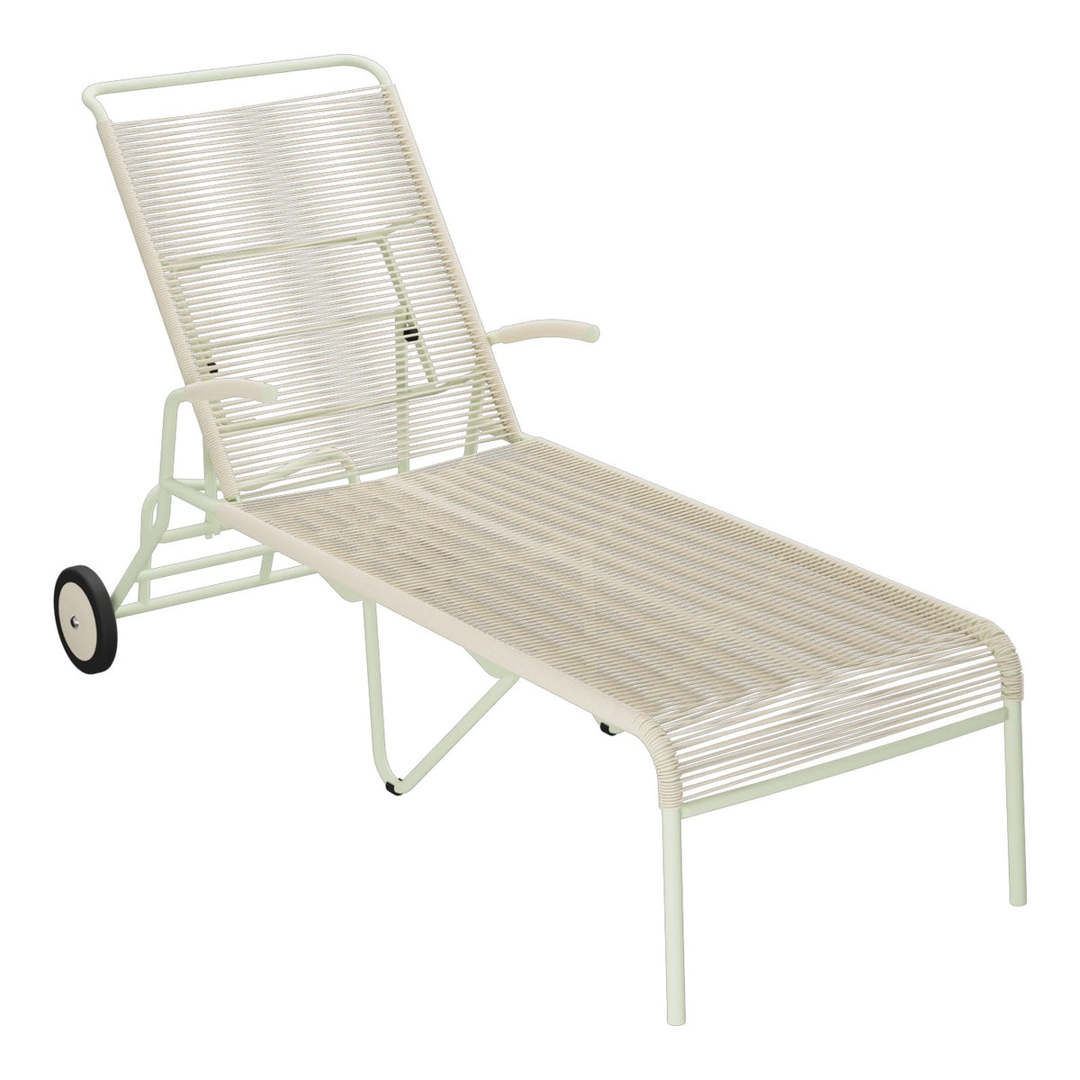 Schaffner Säntis Chaise longue à roulettes Spaghetti – Sable Pastel 15 / Vert Pastel 64