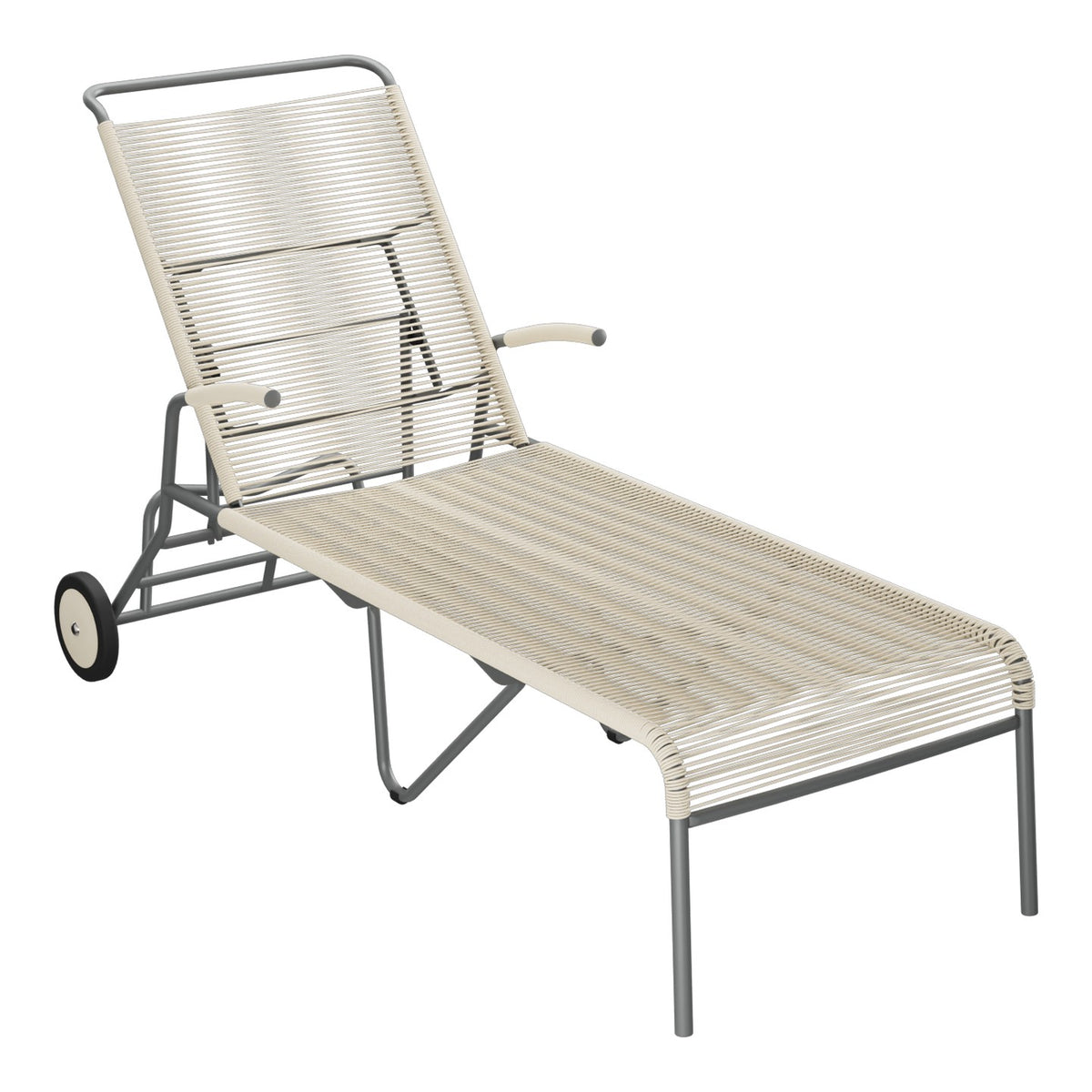 Schaffner Säntis Chaise longue à roulettes Spaghetti – Sable Pastel 15 / Graphite 73