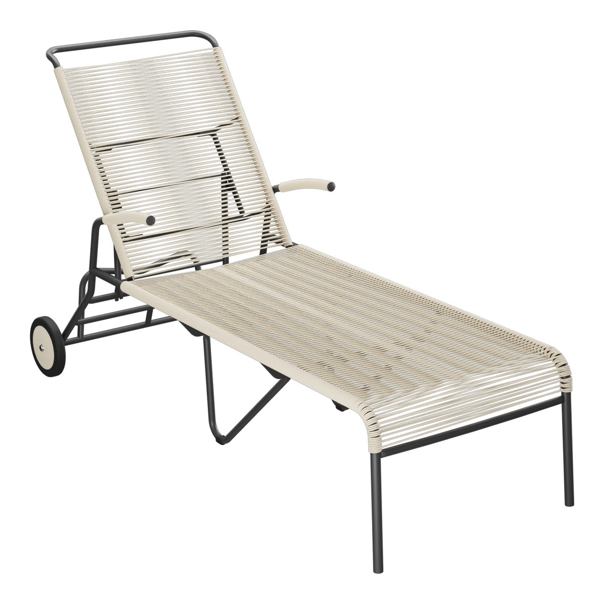 Schaffner Säntis Chaise longue à roulettes Spaghetti – Sable Pastel 15 / Anthracite 77