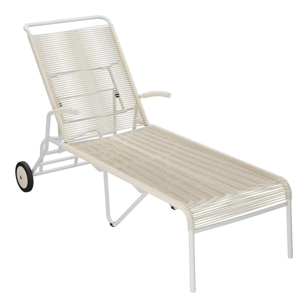 Schaffner Säntis Chaise longue à roulettes Spaghetti – Sable Pastel 15 / Gris Argent 78