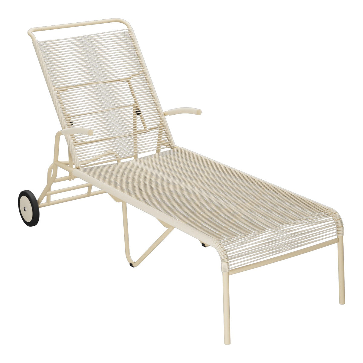 Schaffner Säntis Chaise longue à roulettes Spaghetti – Sable Pastel 15 / Marron Pastel 83
