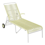 Schaffner Säntis Chaise longue à roulettes Spaghetti – Jaune Buis 18 / Gris Argent 78