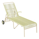 Schaffner Säntis Chaise longue à roulettes Spaghetti – Jaune Buis 18 / Marron Pastel 83
