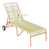Schaffner Säntis Chaise longue à roulettes Spaghetti – Jaune Buis 18 / Terracotta 84