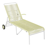 Schaffner Säntis Chaise longue à roulettes Spaghetti – Jaune Buis 18 / Blanc 90