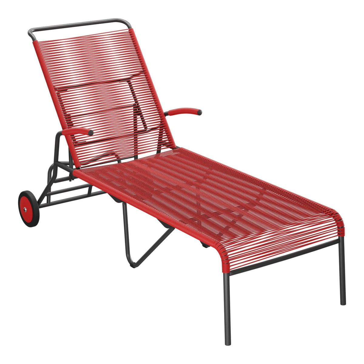 Schaffner Säntis Chaise longue à roulettes Spaghetti – Rouge 30 / Anthracite 77