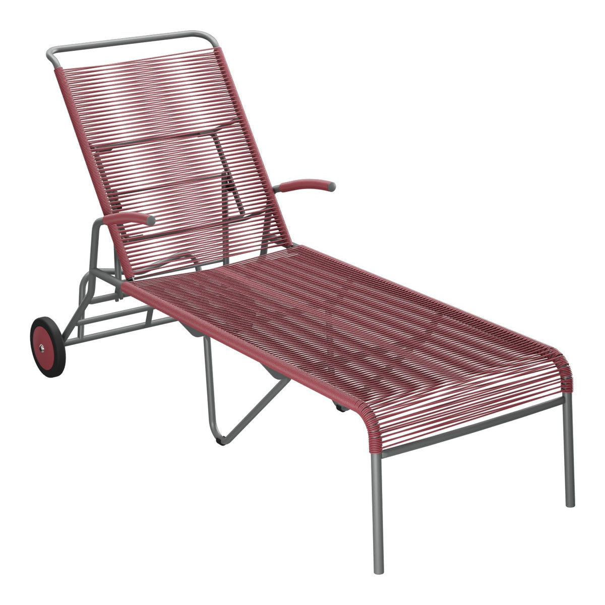 Schaffner Säntis Chaise longue à roulettes Spaghetti – Bordeaux 38 / Graphite 73