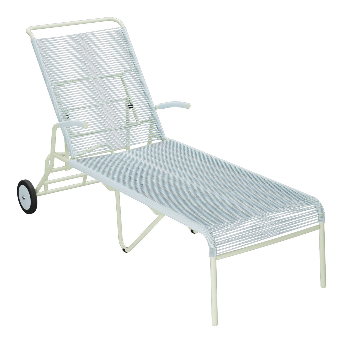 Schaffner Säntis Chaise longue à roulettes Spaghetti – Bleu Pastel 51 / Vert Pastel 64