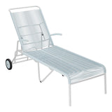 Schaffner Säntis Chaise longue à roulettes Spaghetti – Bleu Pastel 51 / Gris Argent 78