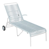 Schaffner Säntis Chaise longue à roulettes Spaghetti – Bleu Pastel 51 / Blanc 90