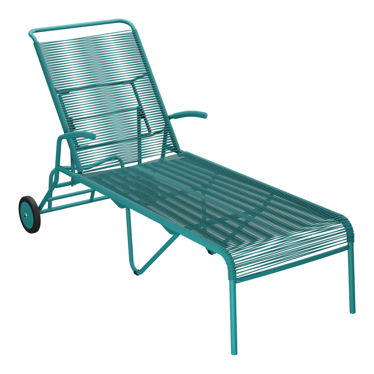 Schaffner Säntis Chaise longue à roulettes Spaghetti – Bleu Kali 56 / Bleu Kali 56
