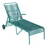 Schaffner Säntis Chaise longue à roulettes Spaghetti – Bleu Kali 56 / Bleu Kali 56