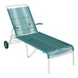 Schaffner Säntis Chaise longue à roulettes Spaghetti – Bleu Kali 56 / Vert Pastel 64
