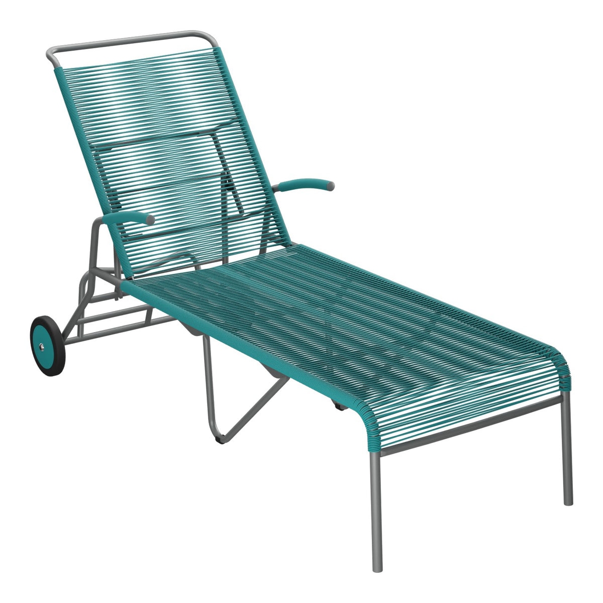 Schaffner Säntis Chaise longue à roulettes Spaghetti – Bleu Kali 56 / Graphite 73
