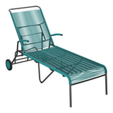 Schaffner Säntis Chaise longue à roulettes Spaghetti – Bleu Kali 56 / Anthracite 77