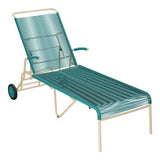 Schaffner Säntis Chaise longue à roulettes Spaghetti – Bleu Kali 56 / Marron Pastel 83