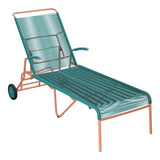 Schaffner Säntis Chaise longue à roulettes Spaghetti – Bleu Kali 56 / Terracotta 84