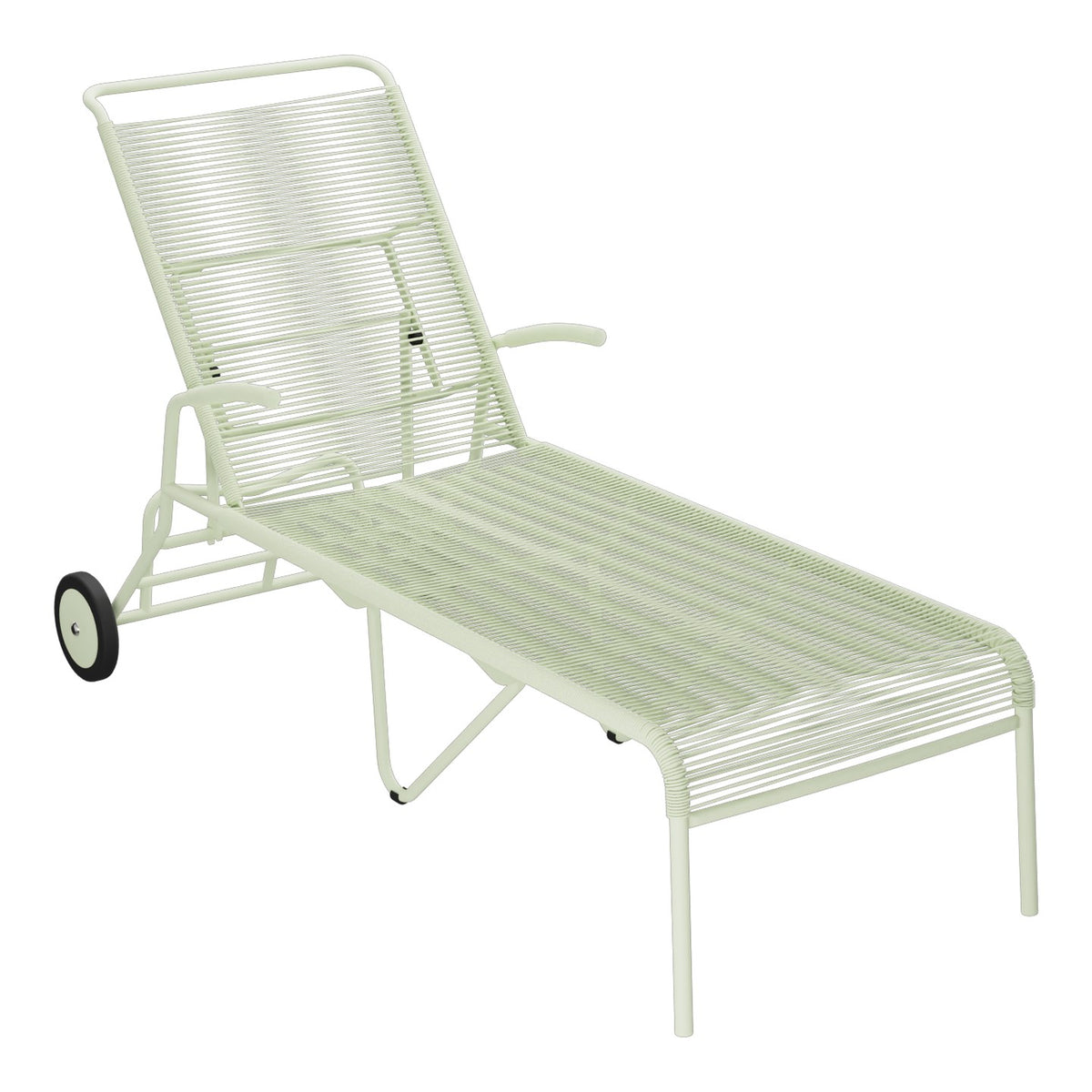 Schaffner Säntis Chaise longue à roulettes Spaghetti – Vert Pastel 64 / Vert Pastel 64