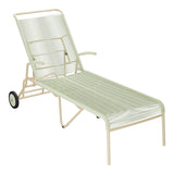 Schaffner Säntis Chaise longue à roulettes Spaghetti – Vert Pastel 64 / Marron Pastel 83