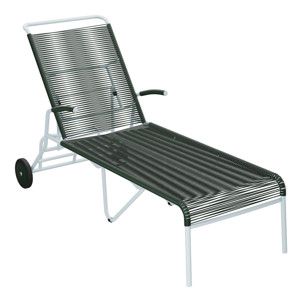 Schaffner Säntis Chaise longue à roulettes Spaghetti – Vert Sapin 66 / Bleu Pastel 51