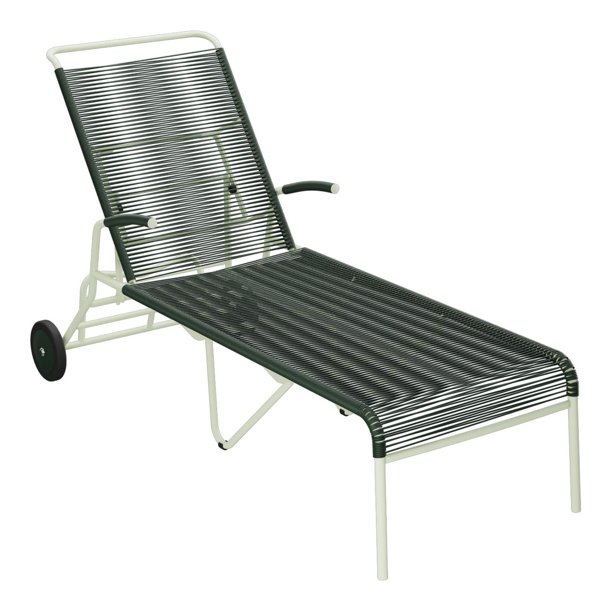 Schaffner Säntis Chaise longue à roulettes Spaghetti – Vert Sapin 66 / Vert Pastel 64