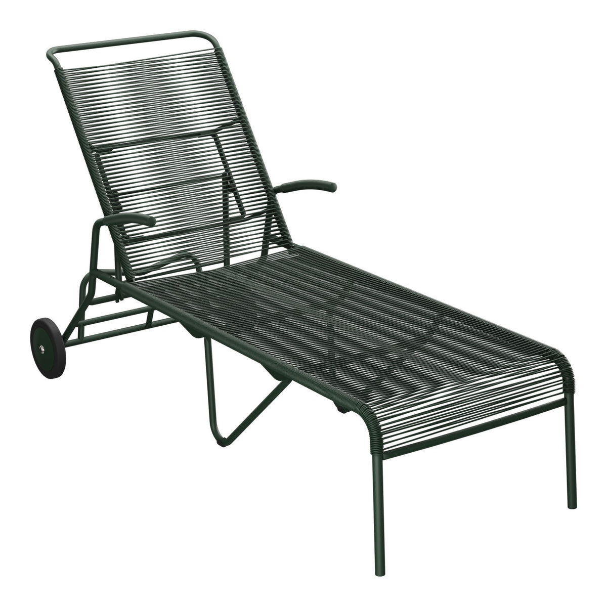 Schaffner Säntis Chaise longue à roulettes Spaghetti – Vert Sapin 66 / Vert Sapin 66