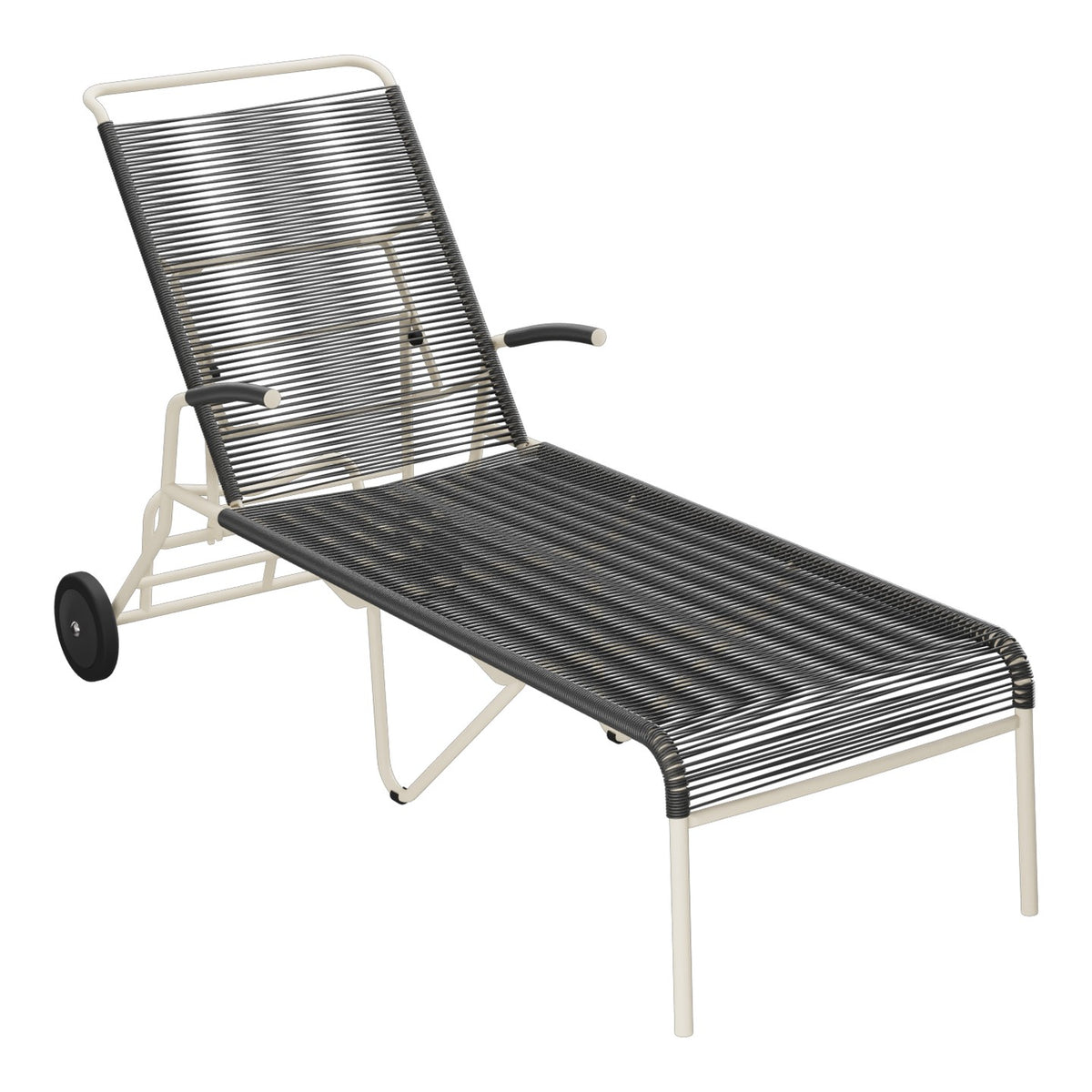 Schaffner Säntis Chaise longue à roulettes Spaghetti – Anthracite 77 / Sable Pastel 15