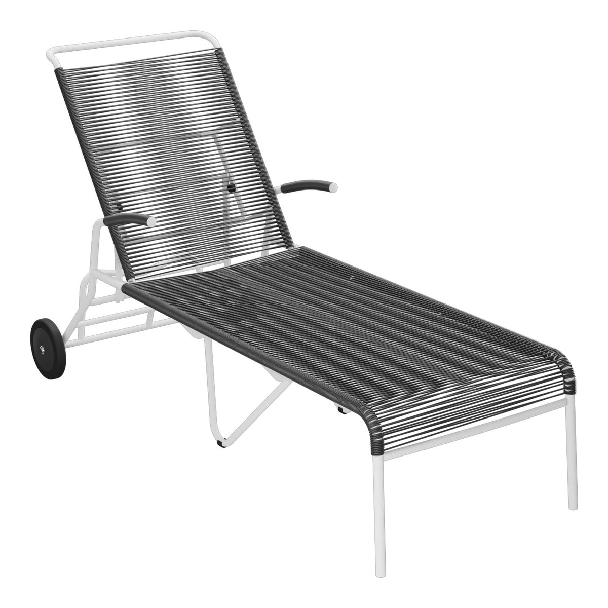 Schaffner Säntis Chaise longue à roulettes Spaghetti – Anthracite 77 / Blanc 90