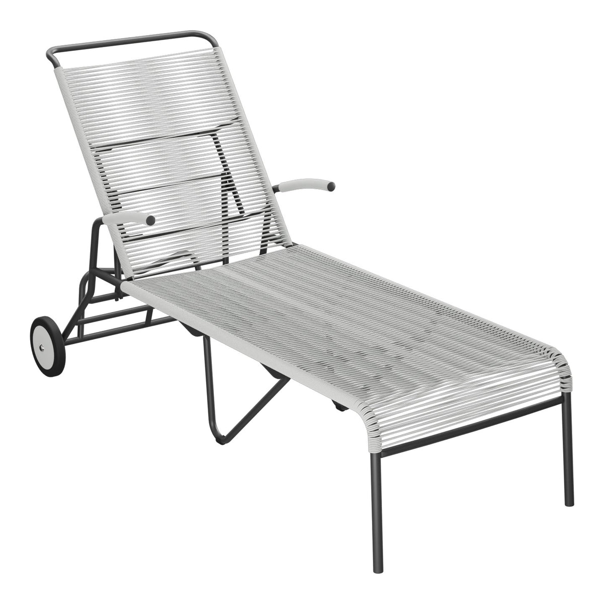 Schaffner Säntis Chaise longue à roulettes Spaghetti – Gris Argent 78 / Anthracite 77