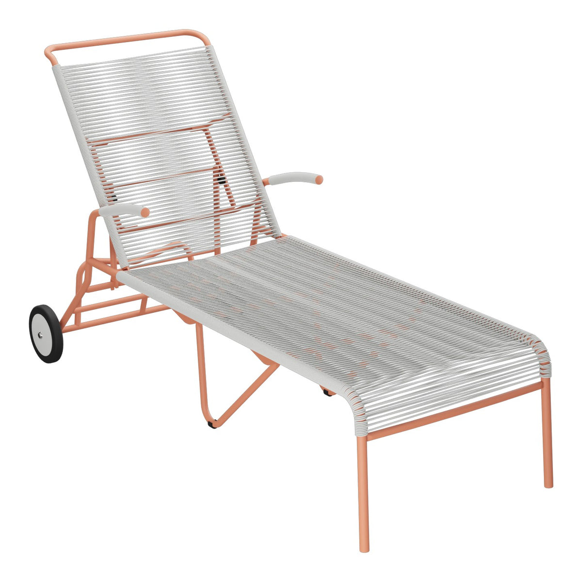 Schaffner Säntis Chaise longue à roulettes Spaghetti – Gris Argent 78 / Terracotta 84