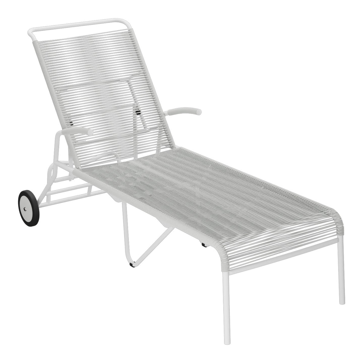 Schaffner Säntis Chaise longue à roulettes Spaghetti – Gris Argent 78 / Blanc 90