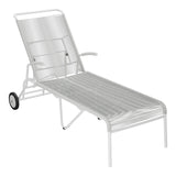 Schaffner Säntis Chaise longue à roulettes Spaghetti – Gris Argent 78 / Blanc 90