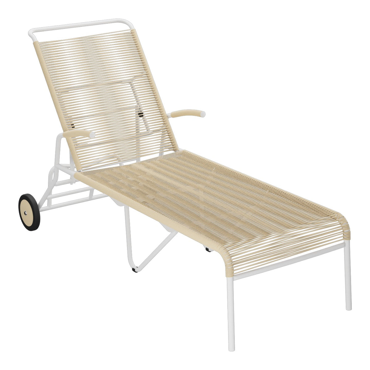 Schaffner Säntis Chaise longue à roulettes Spaghetti – Marron Pastel 83 / Blanc 90